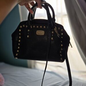 Michael Kors Black Satchel with Gold Accents